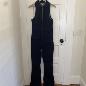 WeWoreWhat Sleeveless Denim Jumpsuit Dark Wash